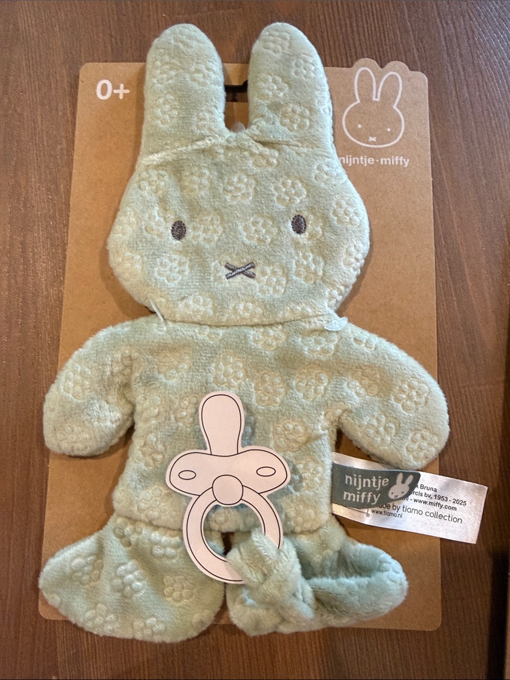 Nijntje x Miffy green Plush Bunny Comforter with Pacifier holder